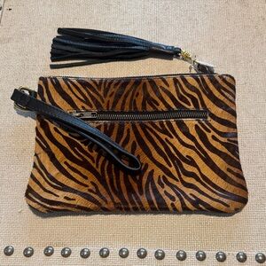 Animal Print Clutch with Tassel